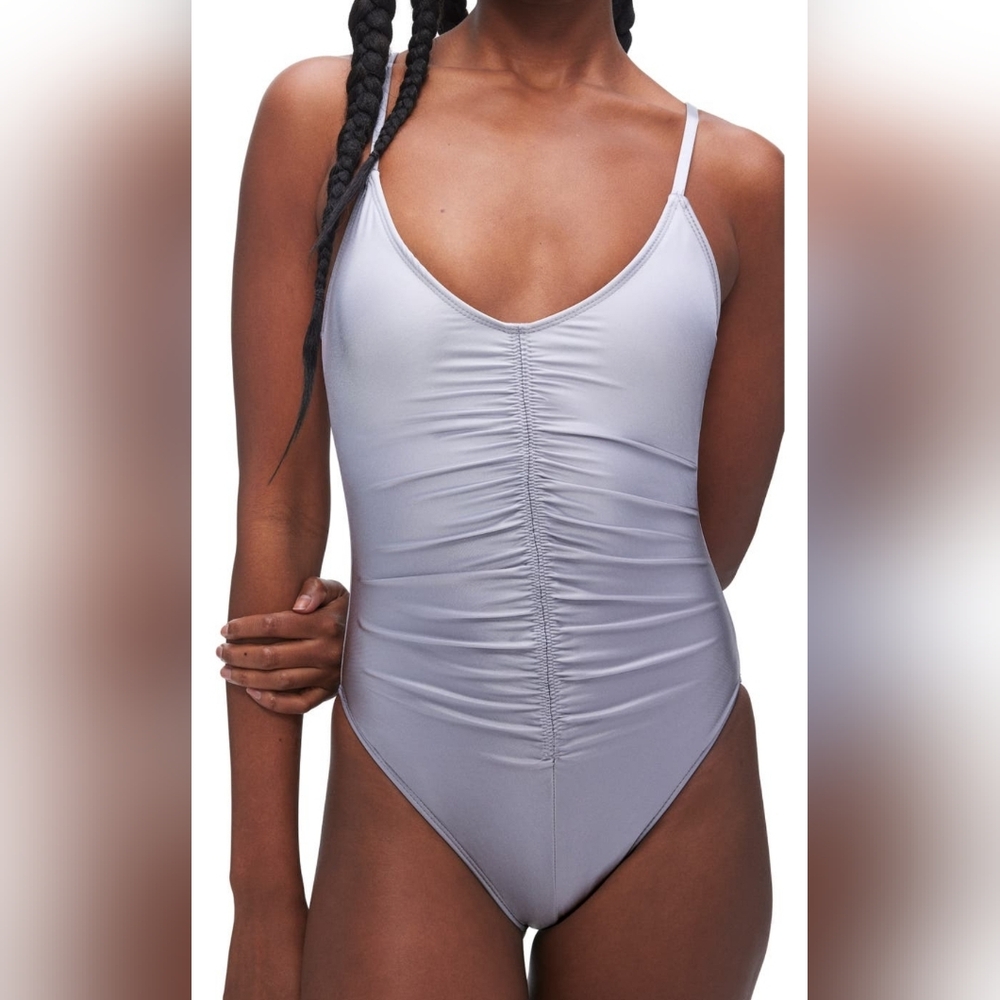 NWT Good American Silver One Piece‎ Swim Suit size 2 Medium